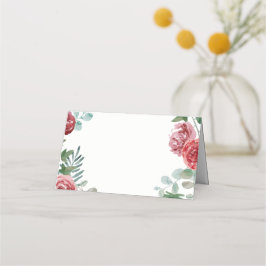 Burgundy Floral Rose Foliage Wedding Platzkarte