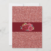 Burgundy Floral Rose Gold Glitzer Brautparty Einladung (Rückseite)