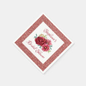 Burgundy Floral Rose Gold Glitzer Brautparty Serviette (Ecke)