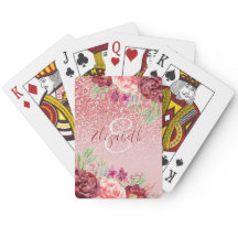 Burgundy Floral Rose Gold Glitzer Personalisiert