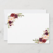 Burgundy Floral Rose Gold Rettete unser neues Datu Save The Date (Rückseite)