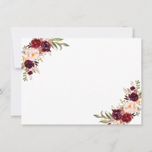 Burgundy Floral Rose Gold Rettete unser neues Datu Save The Date (Rückseite)
