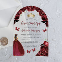 Burgundy Floral Rose Wasserfarbe Quinceañera