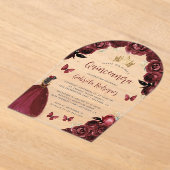 Burgundy Floral Rose Wasserfarbe Quinceañera Acryleinladungen (Ablage )
