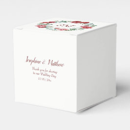 Burgundy Floral Rose Wreath Monogram Wedding Geschenkschachtel