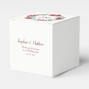 Burgundy Floral Rose Wreath Monogram Wedding Geschenkschachtel