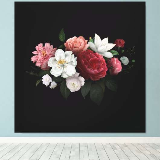 Burgundy Floral Rustic Leinwanddruck (Insitu (Holzboden))