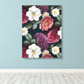 Burgundy Floral Rustic Leinwanddruck (Insitu (Holzboden))