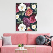 Burgundy Floral Rustic Leinwanddruck (Insitu (Wohnzimmer))