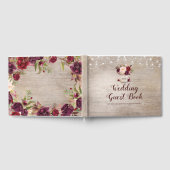 Burgundy Floral Rustic Mason Jar Wedding Gästebuch (Voll)