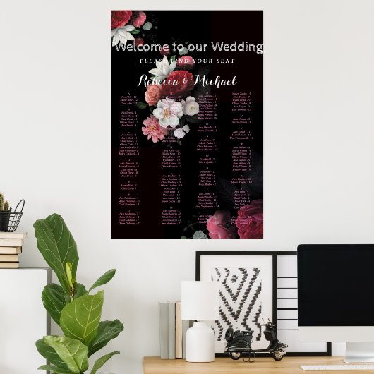 Burgundy Floral Rustic Poster (Heimbüro)