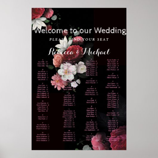 Burgundy Floral Rustic Poster (Vorne)