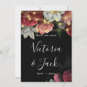 Burgundy Floral Rustic String speichern Sie die Da Einladung (Vorderseite)