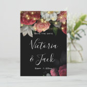 Burgundy Floral Rustic String speichern Sie die Da Einladung (Stehend Vorderseite)