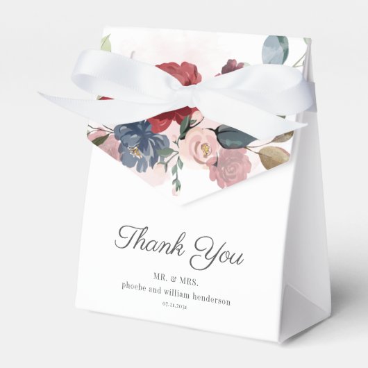 Burgundy Floral Rustic Wedding Geschenkschachtel (Vorderseite)