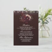 Burgundy Floral Rustic Wedding Information Guest Begleitkarte (Stehend Vorderseite)