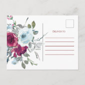 Burgundy Floral Rustic Wedding Vielen Dank Postkarte (Rückseite)