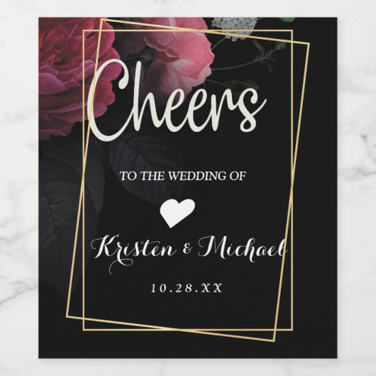 Burgundy Floral Rustic Weinetikett (Einzelnes Label)