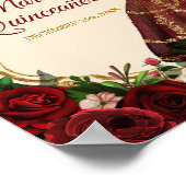 Burgundy Floral Rustic Wood Mis Quince Willkommen Poster (Ecke)