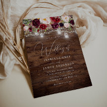 Burgundy Floral Rustic Wood Wedding