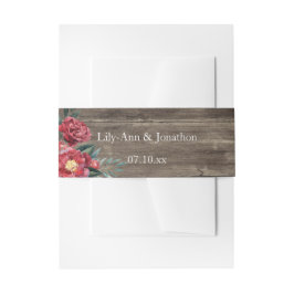 Burgundy Floral Rustic Woodgrain Einladungsbanderole