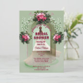 Burgundy Floral Sage Greenery Blush Bridal Shower Einladung (Stehend Vorderseite)