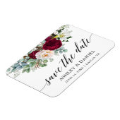 Burgundy Floral Save the Date Greenery Magnet (Linke Seite)
