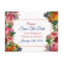 Burgundy Floral Save the Date Postkarte