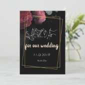 Burgundy Floral Save the Date rustikal (Stehend Vorderseite)