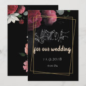 Burgundy Floral Save the Date rustikal (Vorne/Hinten)