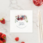 Burgundy Floral Script Future Frau Brautparty Serviette (Beispiel)