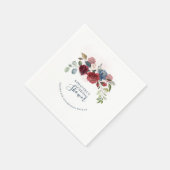 Burgundy Floral Script Future Frau Brautparty Serviette (Ecke)