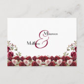 Burgundy Floral Script QR Code Hochzeitdetails Begleitkarte (Rückseite)