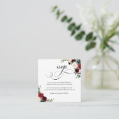 Burgundy Floral Script QR Code Wedding RSVP Card Begleitkarte (Stehend Vorderseite)