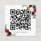 Burgundy Floral Script QR Code Wedding RSVP Card Begleitkarte (Rückseite)
