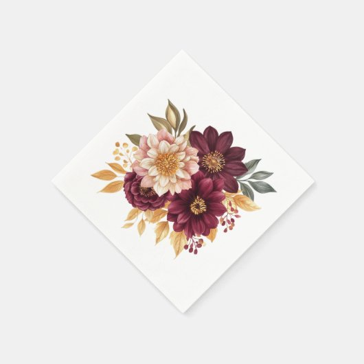 Burgundy Floral Serviette (Ecke)