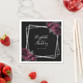 Burgundy Floral Silver Geometric Black Wedding Serviette (Beispiel)