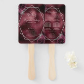 Burgundy Floral Silver Geometric Wedding Program Fächer (Vorne und Hinten)