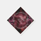 Burgundy Floral Silver Geometric Wedding Serviette (Ecke)