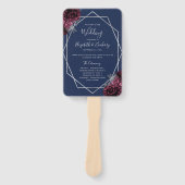 Burgundy Floral Silver Navy Blue Wedding Programm Fächer (Vorderseite)