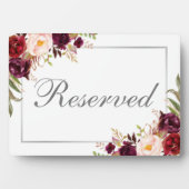 Burgundy Floral Silver Reserviert 12x18 Table Fotoplatte (Vorderseite)