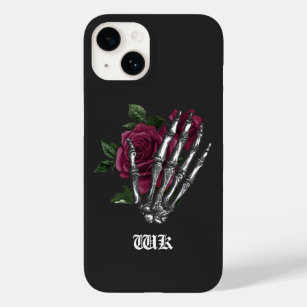 Burgundy Floral Skeleton Gothic Case-Mate iPhone 14 Hülle
