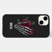 Burgundy Floral Skeleton Gothic Case-Mate iPhone Hülle (Rückseite (Horizontal))