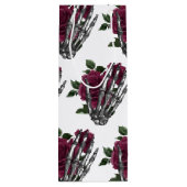 Burgundy Floral Skeleton Gothic Halloween Hochzeit Geschenktüte Für Weinflaschen (Rückseite)