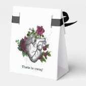 Burgundy Floral Skeleton Gothic Wedding Geschenkschachtel (Rückseite)