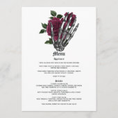 Burgundy Floral Skeleton Gothic Wedding Menükarte (Vorderseite)