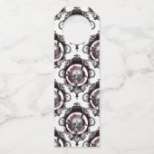 Burgundy Floral Skeleton Gothic Wedding Monogram Flaschenanhänger (Rückseite)