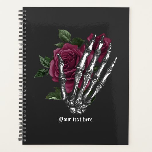 Burgundy Floral Skeleton Gothic Wedding Planer (Vorderseite)