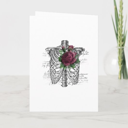 Burgundy Floral Skeleton Gothic Wedding Programm (Rückseite)