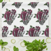 Burgundy Floral Skeleton Hand Gothic Geschirrtuch (Gefaltet)